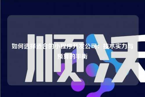 如何选择适合的小程序开发公司：技术实力与预算的平衡