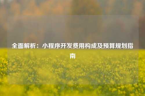 全面解析：小程序开发费用构成及预算规划指南