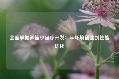 宁波全面掌握微信小程序开发:从环境搭建到性能优化