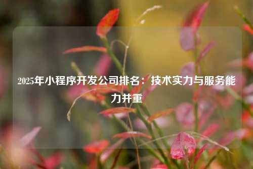 宁波2025年小程序开发公司排名:技术实力与服务能力并重
