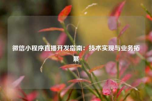 宁波微信小程序直播开发指南：技术实现与业务拓展