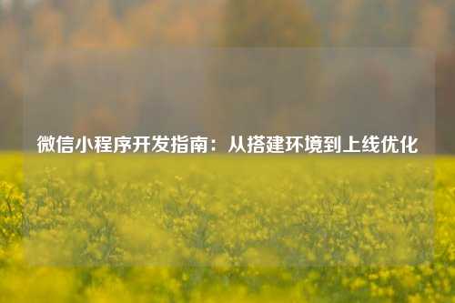 宁波微信小程序开发指南：从搭建环境到上线优化