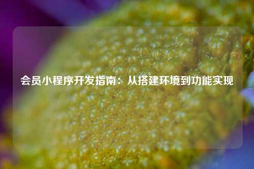 宁波会员小程序开发指南:从搭建环境到功能实现