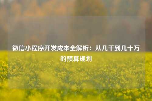 宁波微信小程序开发成本全解析：从几千到几十万的预算规划