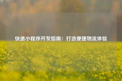 快递小程序开发指南：打造便捷物流体验